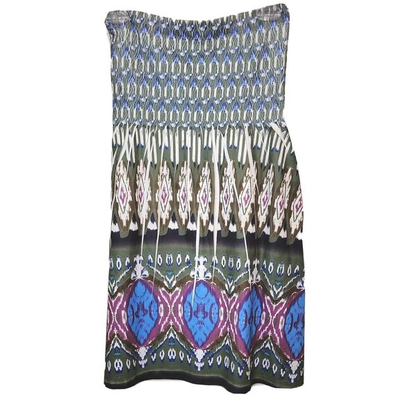 JJ Authentic Tube Top Mini Sundress Dress GreenBlueWhtPlum Aztec Juniors Sz M/L - Picture 1 of 15
